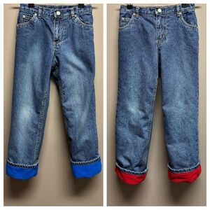 2 Pairs - Children’s Place Fleece Lined Jeans, Adjustable Waist - Snap Closure